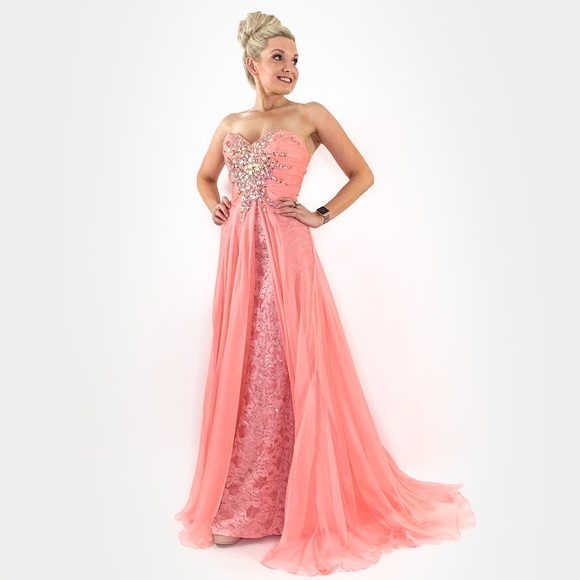 Glam Pageant Prom Dress with Overlay Skirt - Picture 6 of 8